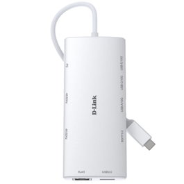 D-Link DUP-A01 Hub USB-C 10 en 1 con 2x HDMI 4K, Ethernet y PD 100W - Blanco